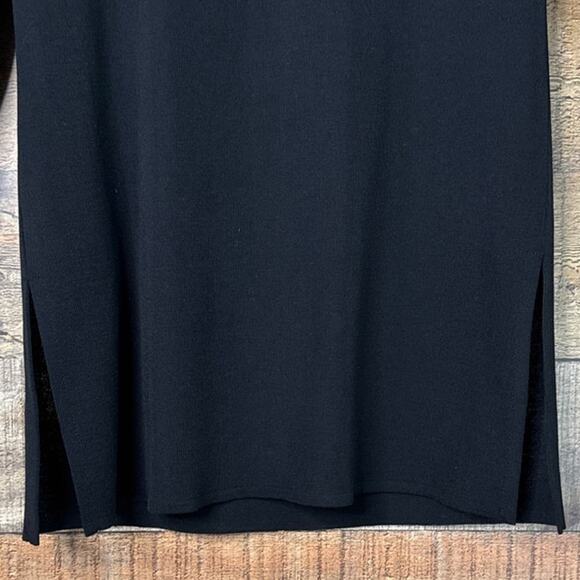 Ming Wang Tunic Top Crew Neck Crop Sleeve Solid Black Size Small - Picture 7 of 10
